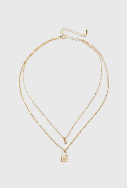 Colar Duplo Santino Dourado