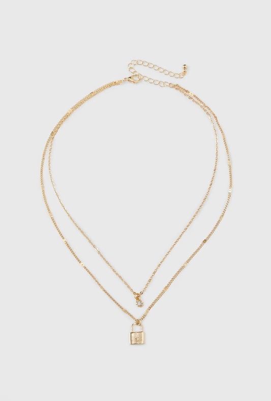 Colar Duplo Santino Dourado